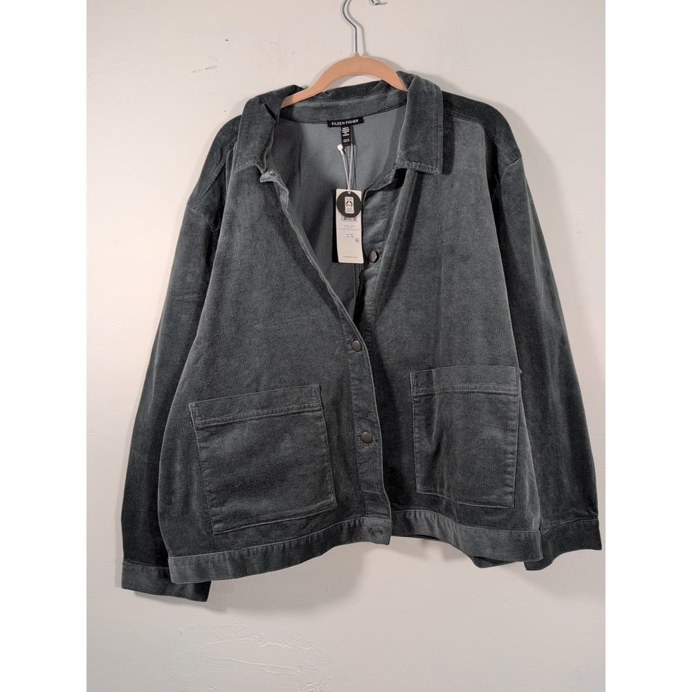 NWT $218 Eileen Fisher Woodland Classic Collar Velvet Jacket XL - Picture 2 of 14